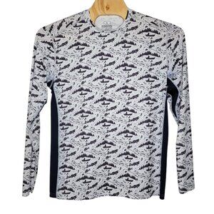 Koofin Large Navy Blue / White Fish Pattern Long Sleeve Men's Fishing T-Shirt